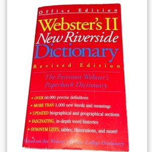 Webster's II (2) New Riverside Dictionary Paperback Book